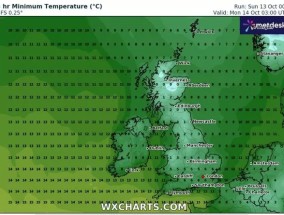 英国天气图因严寒天气而变蓝